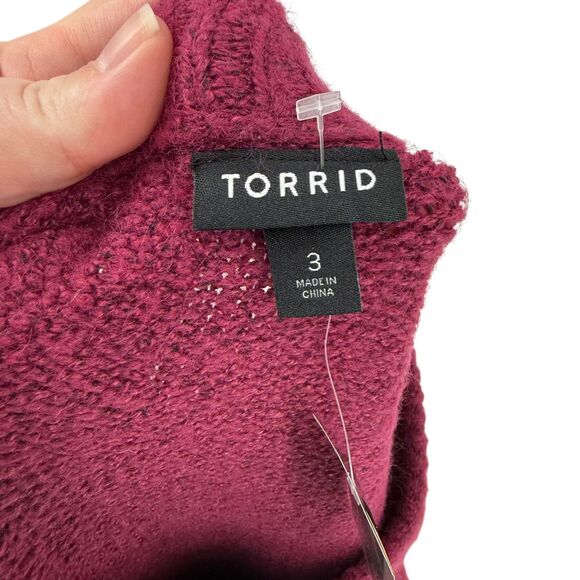 Torrid Cashmere Pullover Sweater 3X 22 24 Vegan Tunic Crew Neck Berry Pink Soft - Picture 8 of 11